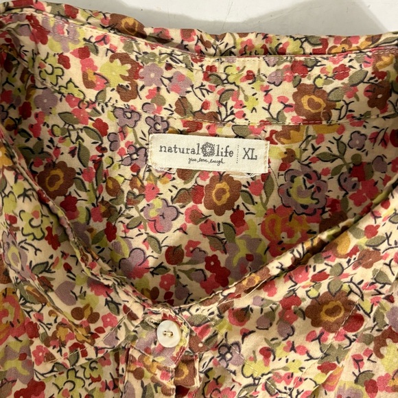 Natural Life Sz XL Yellow Pink Floral Puff Sleeve April Maxi Dress Cottagecore - Picture 5 of 6